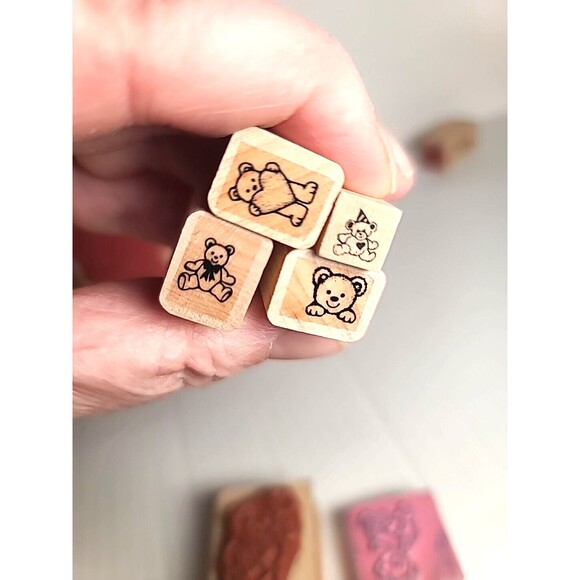 VTG Lot Of 7 Rubber Stamps Teddy Bears Heart Bear Stamp Stamping Scrapbooking - Picture 9 of 10